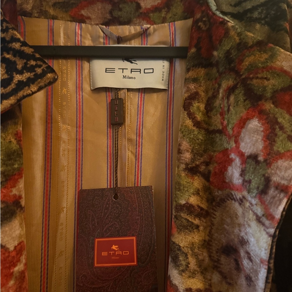 Etro Multicolor Floral Cape coat with Fringe - Picture 3 of 13
